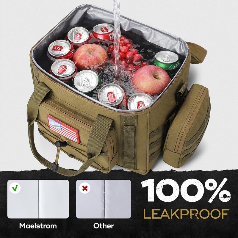 Maelstrom Tactical Lunch Box, Insulated Lunch Bag for Men, Large Durable Leakproof Cooler Bag with Detachable MOLLE Bags, Modern Lunch Tote for Adult Women Work,Picnic,20 Cans/15 L, Khaki - Image 3